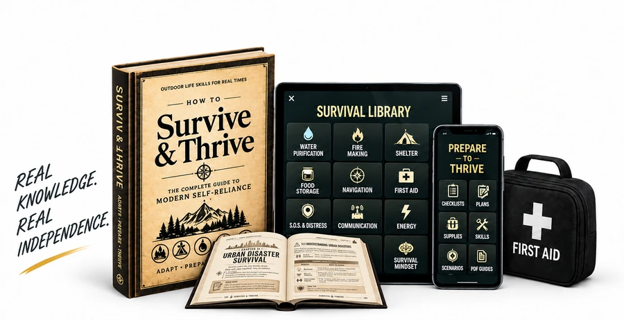 Complete Survival System with book, Survival Library, and checklists