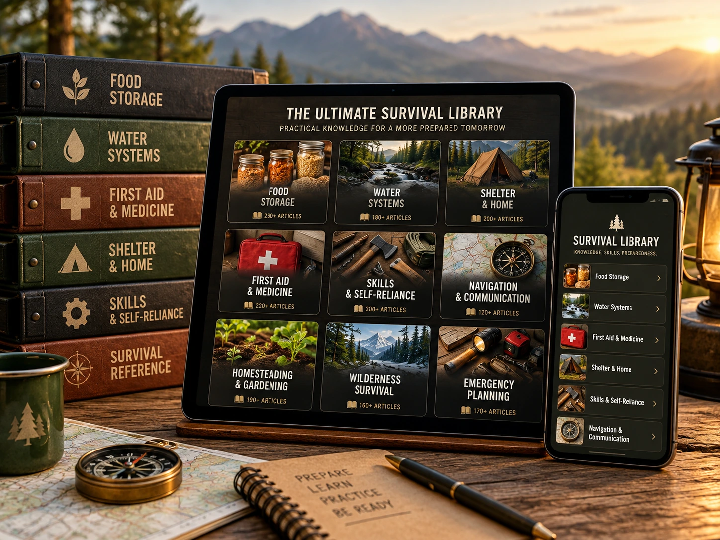 Organized Survival Library reference interface on digital devices