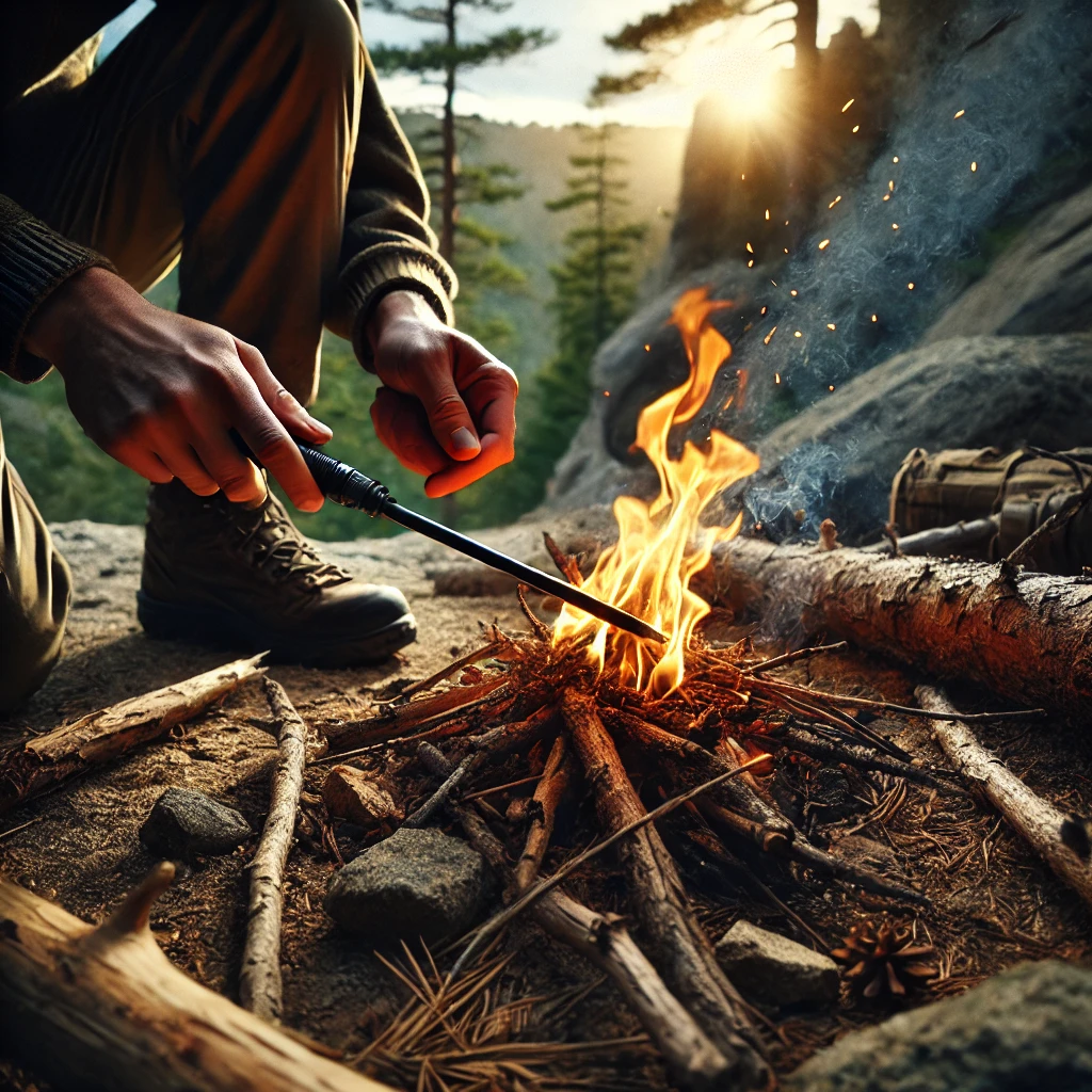 fire starting skills with ferro rod sparks tinder and kindling demonstrating reliable survival fire building methods
