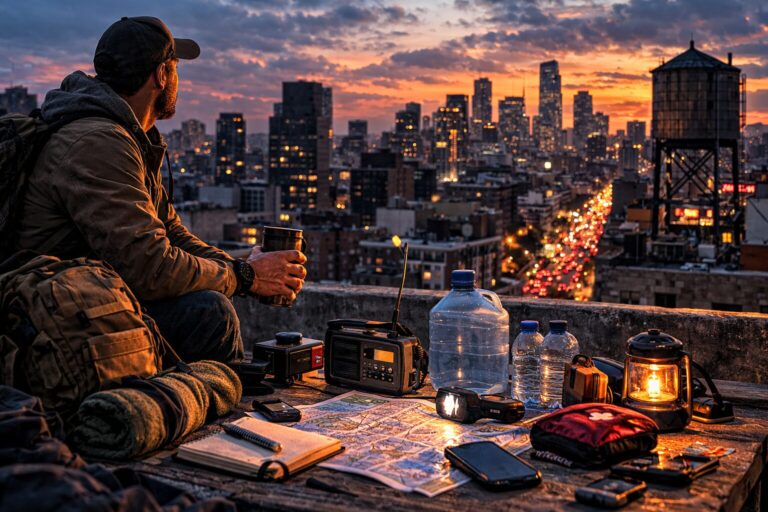 urban skyline with partial power outages