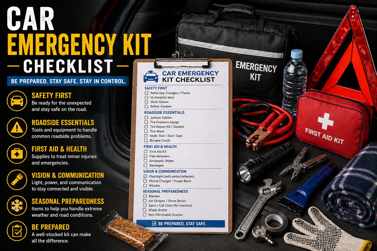 Car Emergency Kit Checklist: What to Keep in Your Vehicle Before You ...