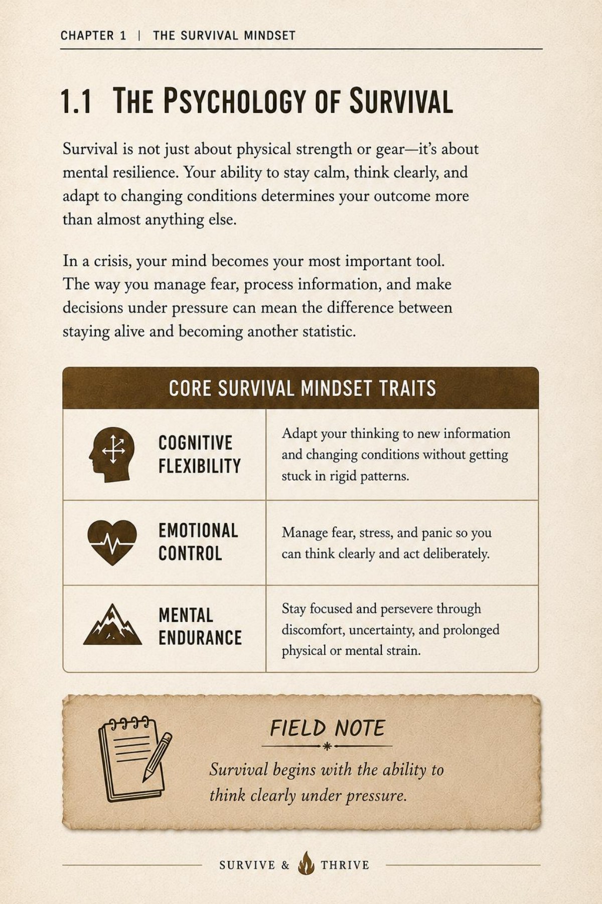 Actual Survive and Thrive PDF page: Section 1.1: The Psychology of Survival
